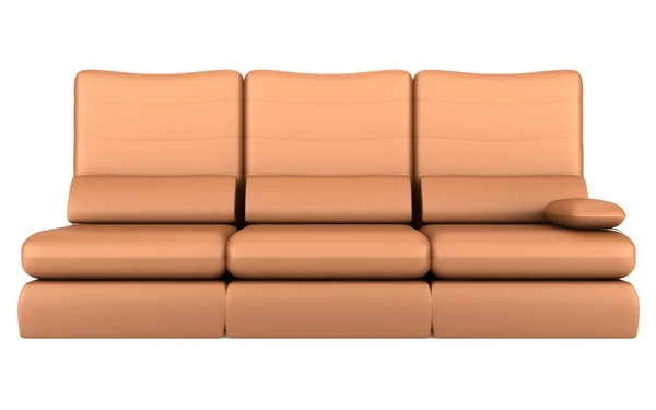 Sofá de couro marrom moderno isolado no fundo branco — Fotografia de Stock