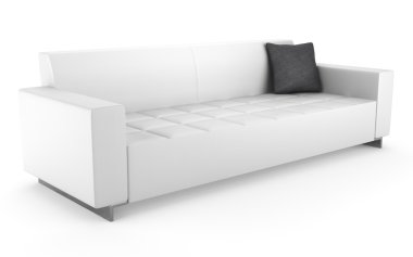 Modern deri kanepe üzerinde izole beyaz arka plan