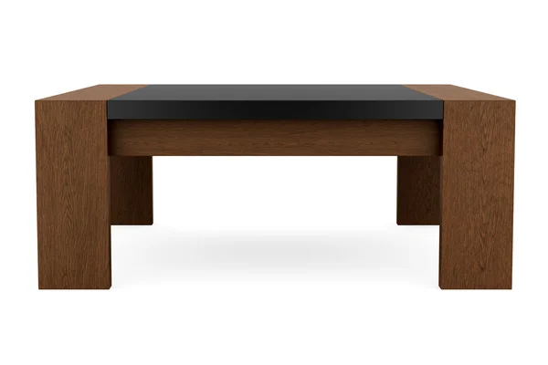 Современный коричневый деревянный стол на белом фоне — стоковое фото