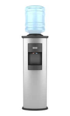Modern metallic water cooler isolated on white background clipart