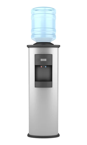 Refrigerador de água metálico moderno isolado no fundo branco — Fotografia de Stock