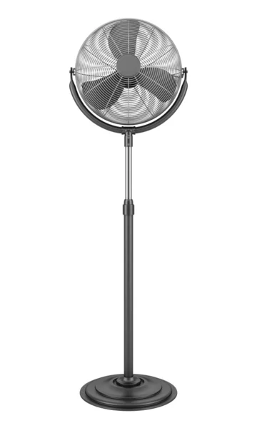 Ventilador de chão preto elétrico moderno isolado no fundo branco — Fotografia de Stock