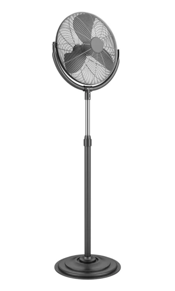 Moderno ventilatore elettrico a pavimento nero isolato su sfondo bianco — Foto Stock