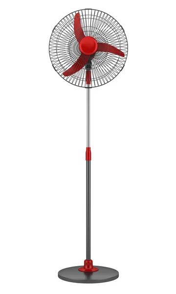 Beyaz arka plan üzerinde izole modern elektrikli siyah ve kırmızı zemin fan — Stok fotoğraf