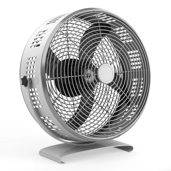 Moderní kovový ventilátor izolovaných na bílém pozadí — Stock fotografie