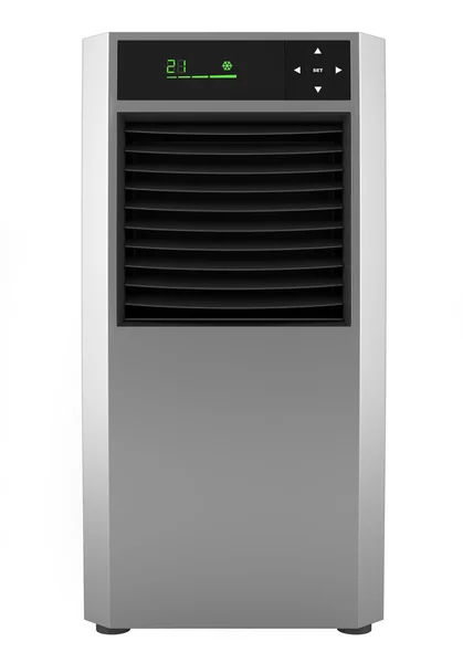 Moderno condizionatore d'aria in piedi nero isolato su sfondo bianco — Foto Stock