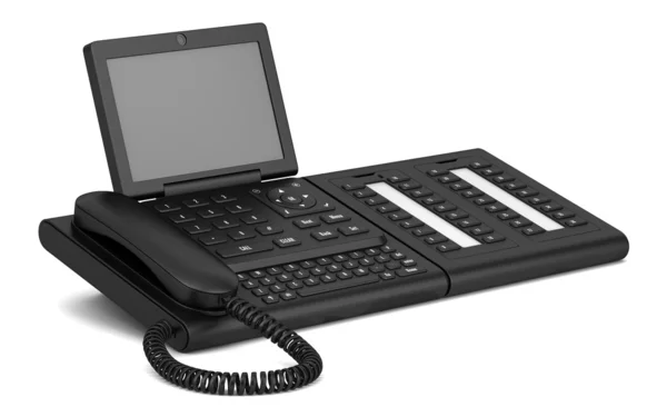 在白色背景上孤立的现代办公桌面电话 — 图库照片