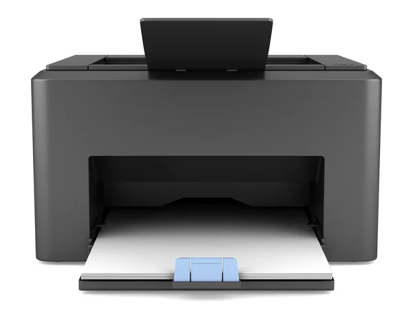 Modern black laser printed isolated on white background — Stock Photo, Image