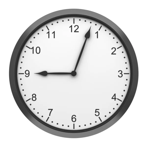Black round wall clock isolated on white background — Stock Photo, Image