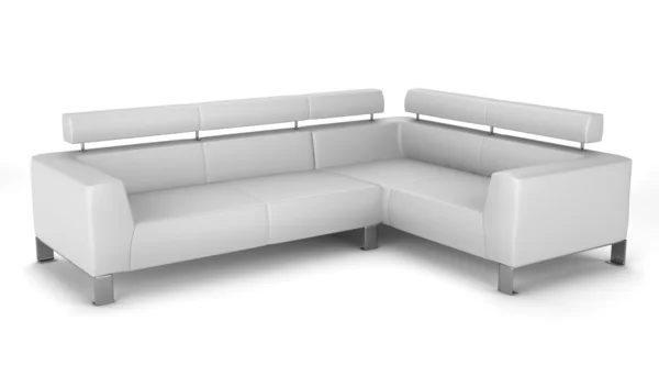 Sofá de couro moderno isolado no fundo branco — Fotografia de Stock