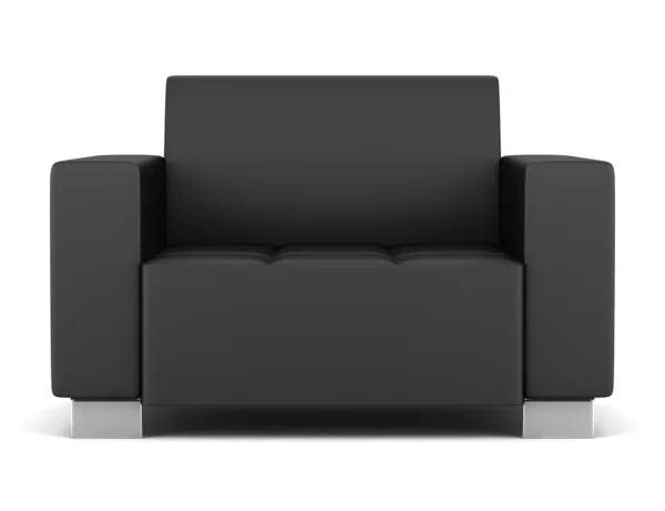 Чорне шкіряне крісло ізольоване на білому тлі — стокове фото
