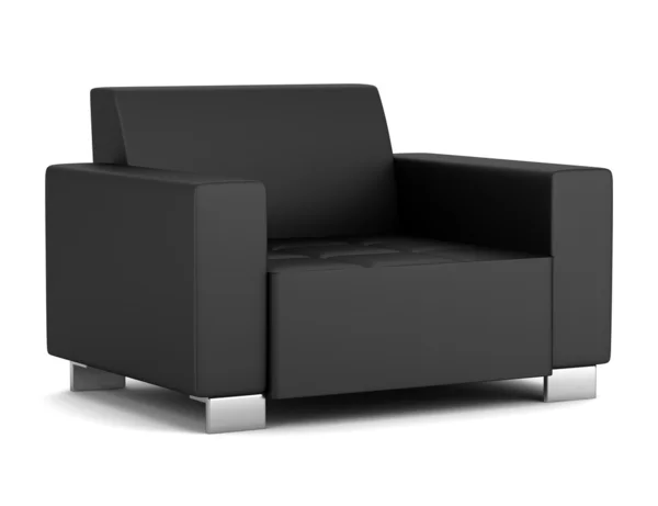 Fotel skórzany czarny na białym tle — Zdjęcie stockowe