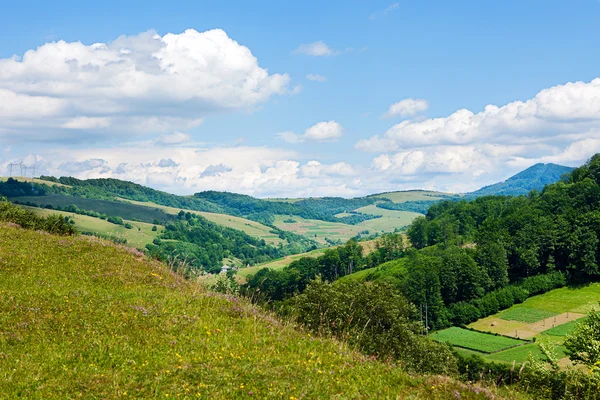 Vacker blå himmel och rock högt upp i Karpaterna — Stock fotografie