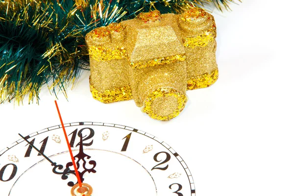 Decoratie met een klok en goud camera — Stockfoto