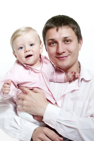 Porträtt av lycklig far och hans barn — Stockfoto
