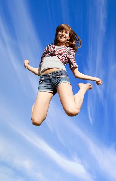 Jum over clouds — Stock Photo, Image