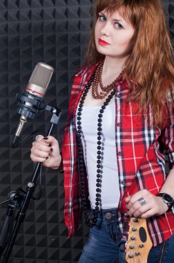 Girl wiht microphone clipart