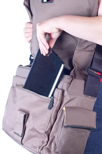 Bag and the tablet computer — Stock Photo, Image