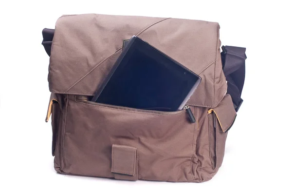 Çanta ve tablet bilgisayar — Stok fotoğraf