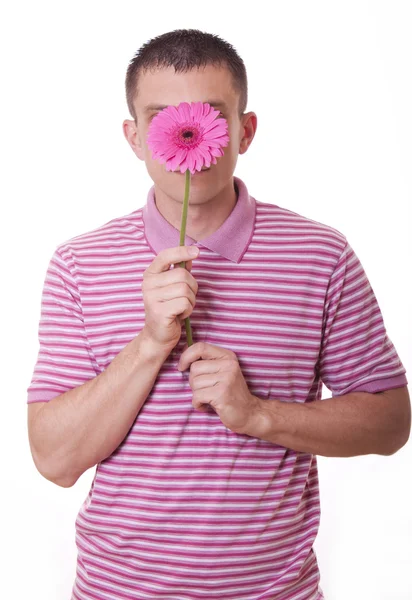 Homme avec fleur — Photo