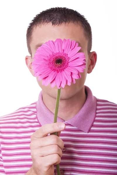 Людина з квіткою — стокове фото