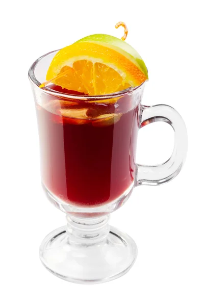 stock image Punch, with slice of orange and apple in glass isolated