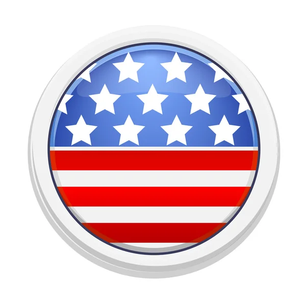 Bílý odznak s obrázkem americká vlajka — Stockový vektor