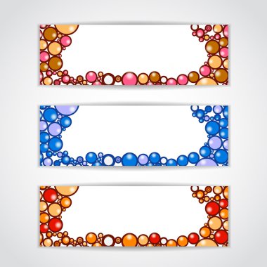 Set of color banners with beautiful balls. Vector illustration clipart