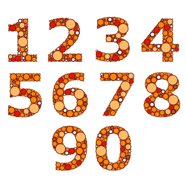Una serie di numeri arancioni. Illustrazione vettoriale — Vettoriale Stock