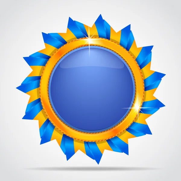 Etiqueta azul na forma do sol — Vetor de Stock