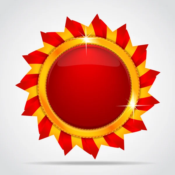 Etiqueta roja en forma de sol — Vector de stock