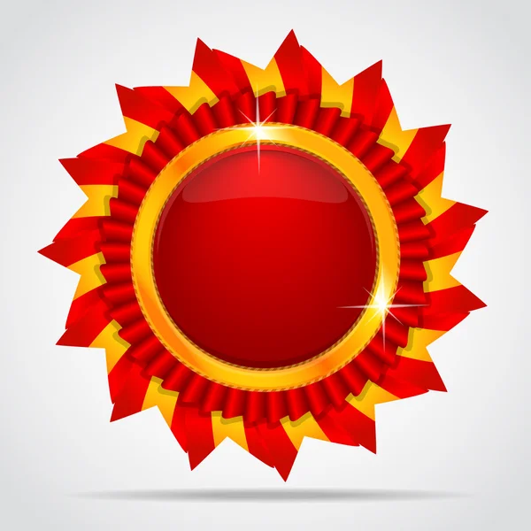 Etiqueta vermelha na forma do sol — Vetor de Stock