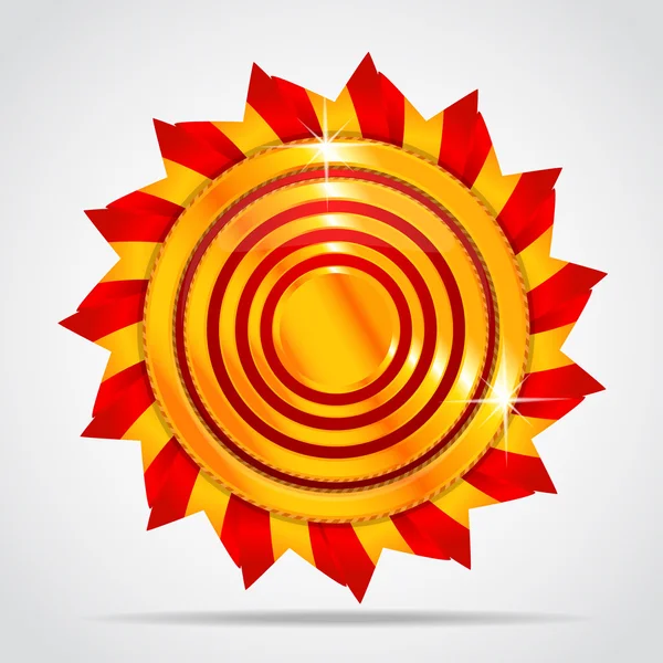 Etiqueta dourada na forma do sol — Vetor de Stock