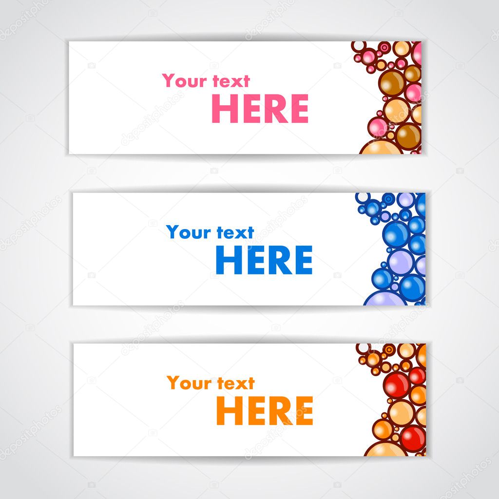 Set of color banners with beautiful balls. Vector illustration