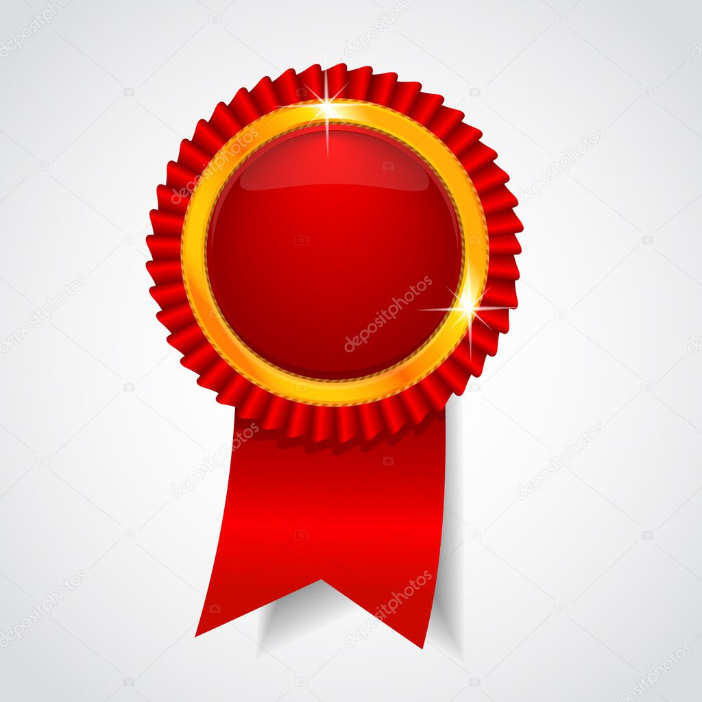 Red label with ribbon. Vector illustration. Best choice
