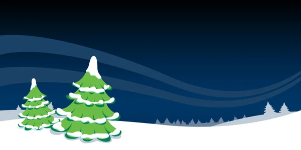 New Year trees on a night background — Stockvector