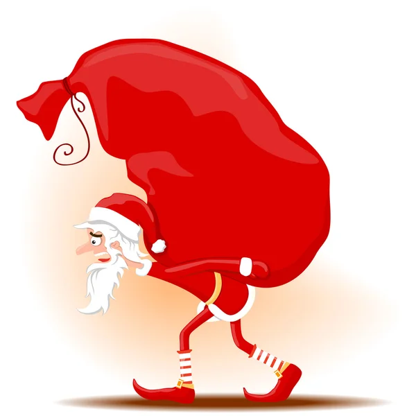 Papai Noel com o saco grande — Vetor de Stock