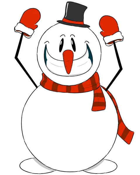 Το γελοίο χιονάνθρωπο σε ένα καπέλο — Διανυσματικό Αρχείο