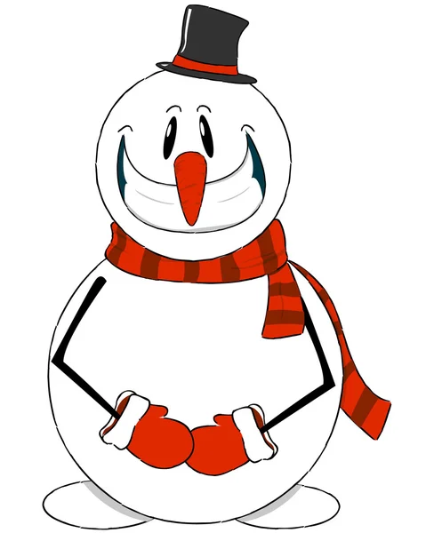 Der lächerliche Schneemann mit Hut — Stockvektor