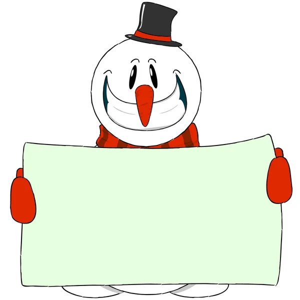 The ridiculous snowman with the tablet — Stock Vector