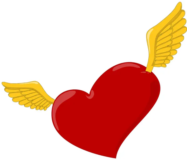 Сердце с крыльями. Векторная иллюстрация — стоковый вектор