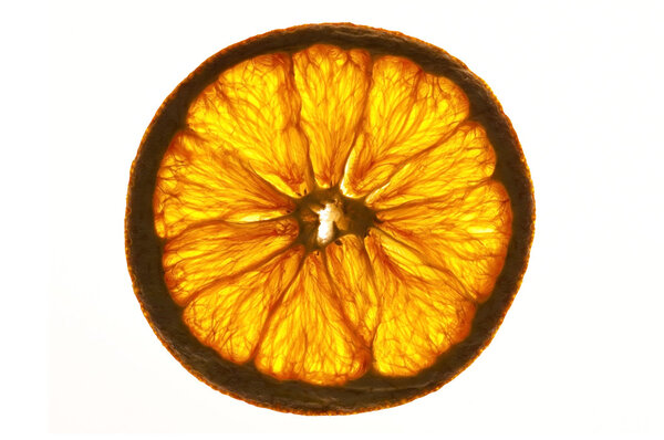 Dried orange slices isolated on white background