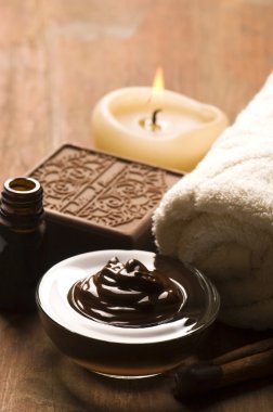 Chocolate spa with cinnamon clipart