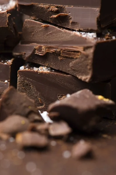 Cioccolato fatto in casa con sale marino — Foto Stock