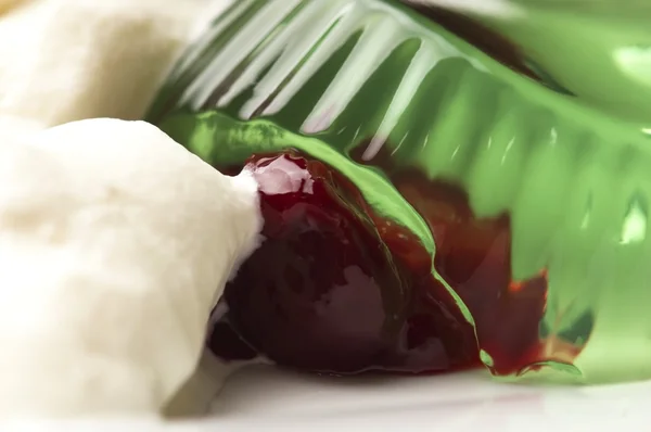 Jelly with jam and sour cream — Stock Photo, Image