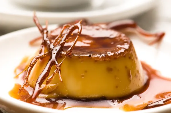 Köstliche Creme Caramel Dessert Stockfoto