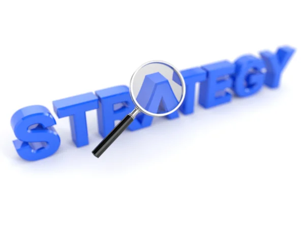 Strategie concept met Vergrootglas — Stockfoto