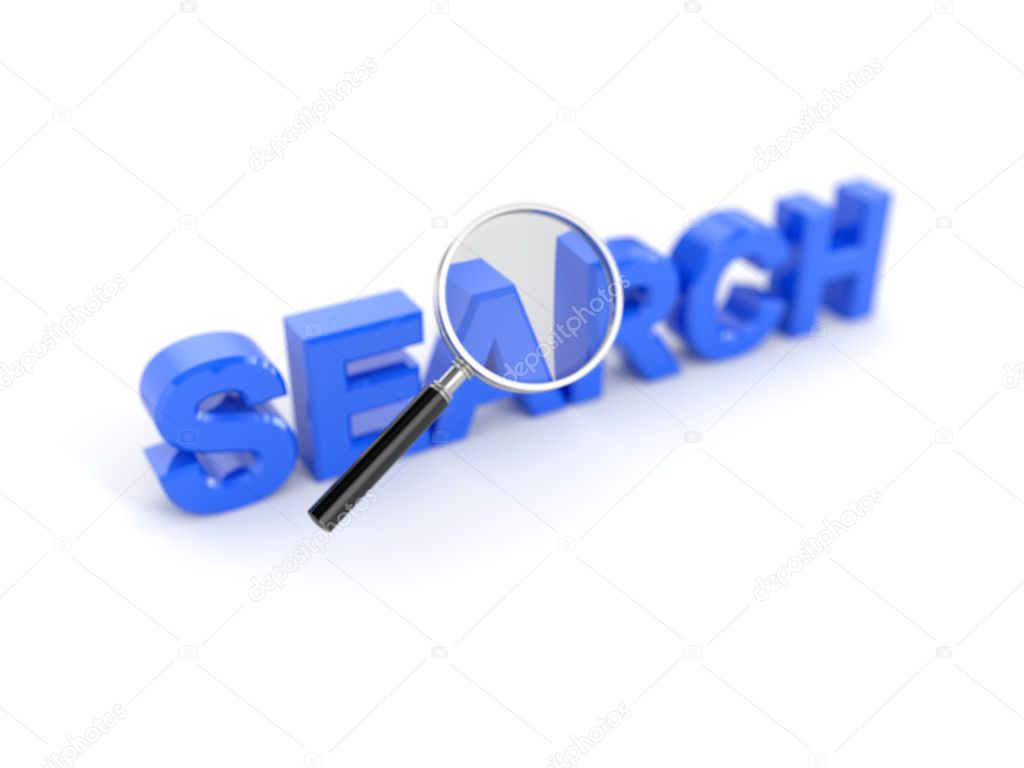 Search concept with magnifying glass