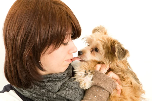 Hermosa chica joven besando al perro —  Fotos de Stock