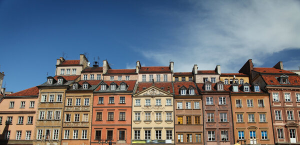 Colorful buildings on Market Square, Warsaw, Poland